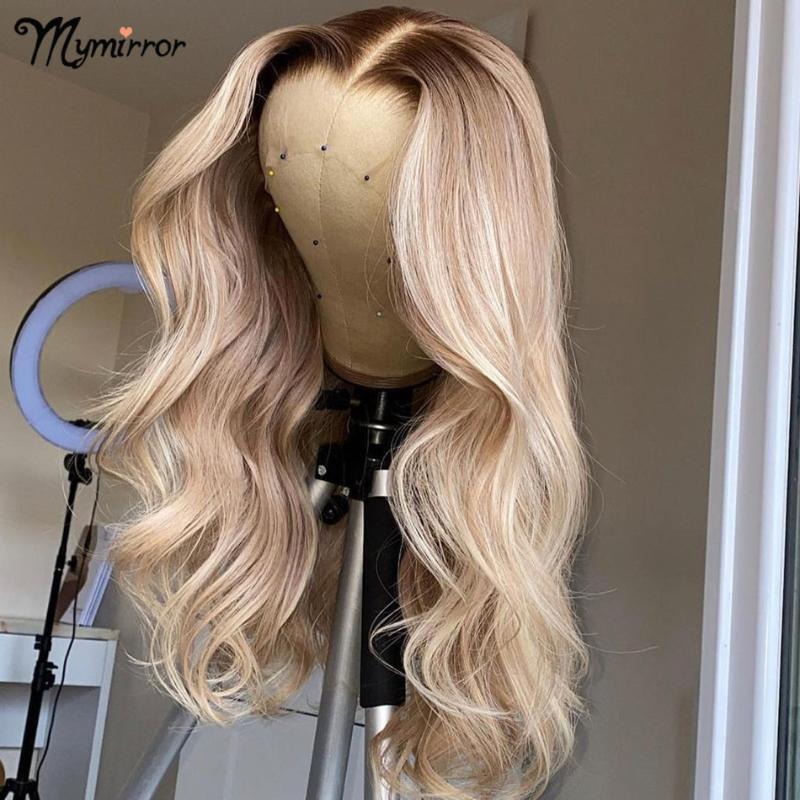 

MyMirror P27/613 Lemi Color 13x6 Lace Frontal Wig Hightlight Ombre Blonde Lace Front Human Hair Wigs Balayage Wig For Women, As pic