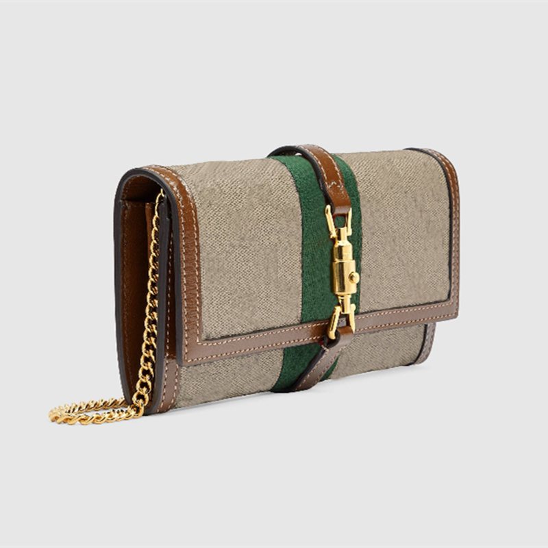 

Purses Women's Leather Wallets Zipper Bag Female Wallet Purse Fashion Card Holder Pocket Long Women Tote Bags With Box DustBags Chain Ophidia, Brown