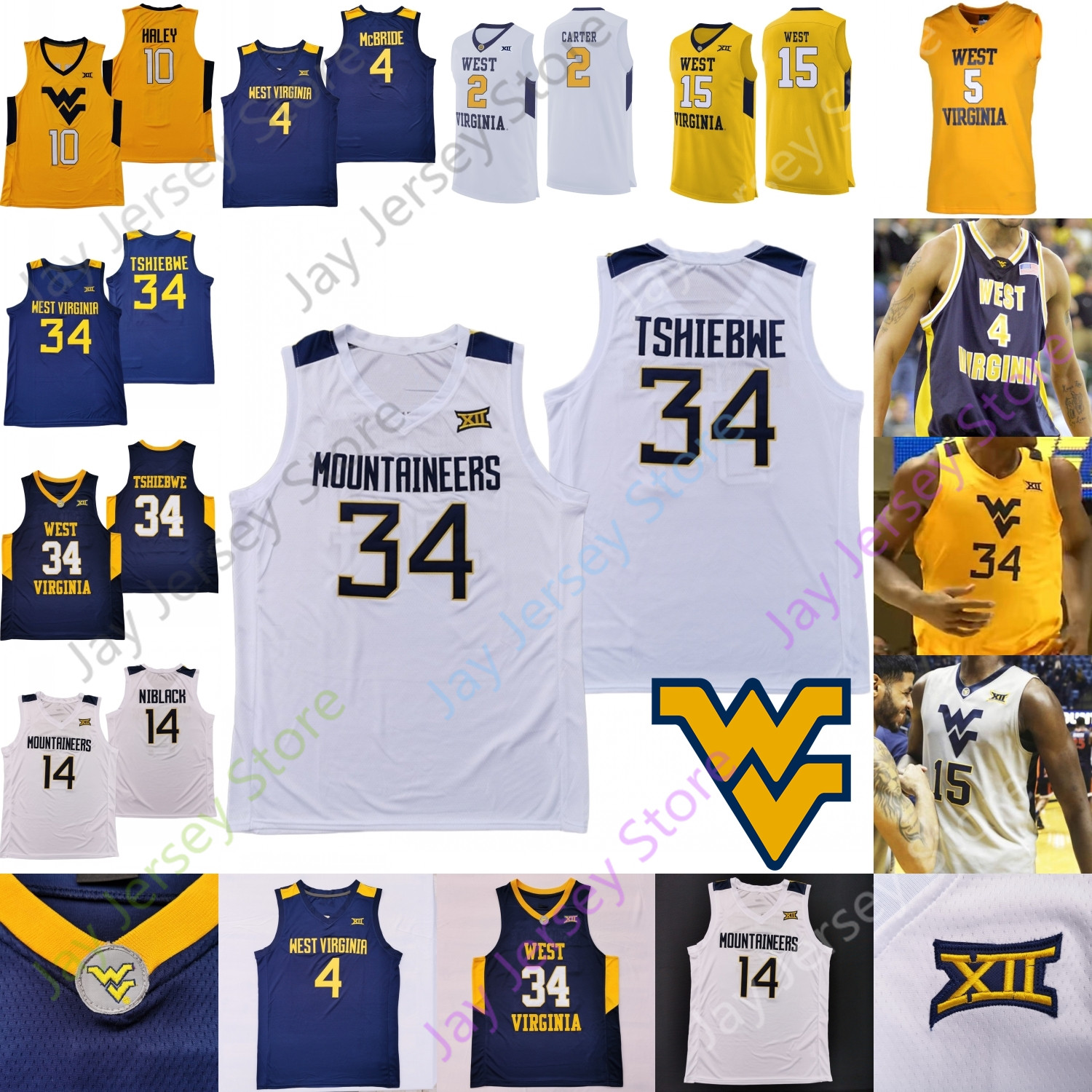 

West Virginia WVU Basketball Jersey NCAA College Derek Culver Emmitt Matthews Jr. Miles McBride Tshiebwe Taj Thweatt Isaiah Cottrell McCabe, Grey
