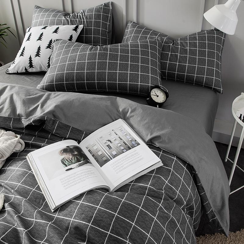 

Nordic Winter Bedding Set Simple Cotton Soft Bed Sheets Pillowcases Bedroom Bedding Set Housse De Couette Home Textile DB60CD, Burgundy