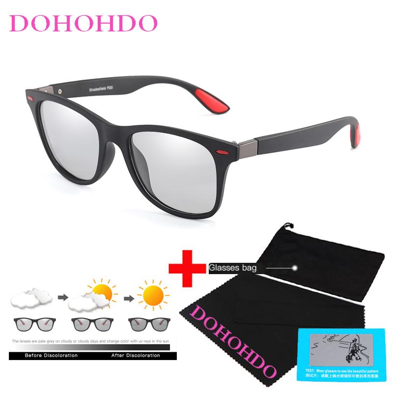 

DOHOHDO New Polarized Photochromic Sunglasses Men Vintage Rivet Chameleon Sun Glasses Change Color Square Goggles Oculos UV400