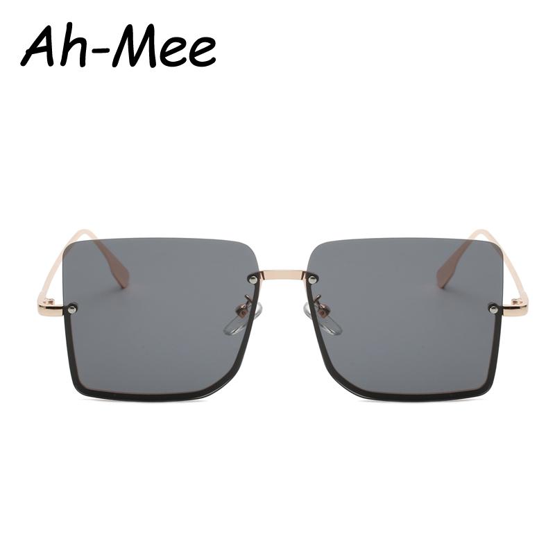 

Sunglasses Oversize Square Rimless Women Vintage Alloy Frame Siamese Sun Glasses Shades Metal Eyewear