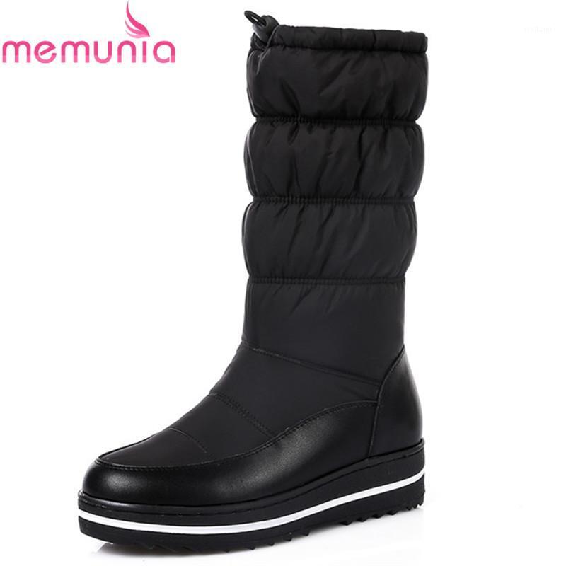 

MEMUNIA black fashion winter boots platform wedges women boots Down Waterproof mid calf simple comfortable1