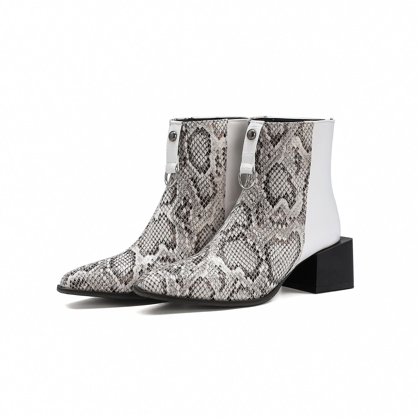 

Women's ankle boots more size 22-28cm Length Autumn winter serpentine Standard European and American stone snowboots PBSI, Grey-white-winter.