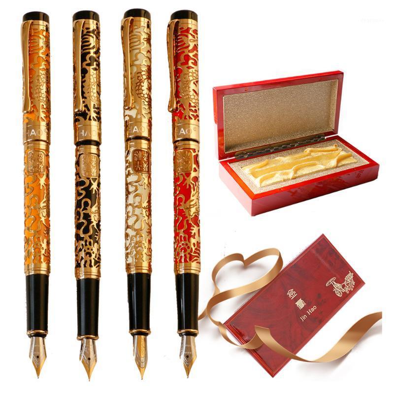 

High Quality Jinhao 5000 Metal Dragon Fountain Pen 0.5MM F Nib Ink Pens for Writing Office School Supplies1, Red