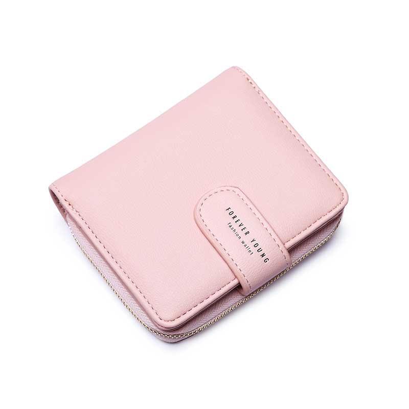 

2021 New Women's Wallet Korean Fashion Solid Color PU Coin Holder Six Color Optional Multi-Function Zipper Buckle Wallet, Black
