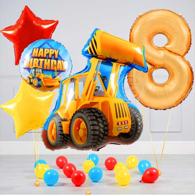 

Party Decoration Transportation Balloons Happy Birthday Kids Ice Cream Cart Decorations Car Baby Gift Bulldozer Tractor Fire Truck Globos