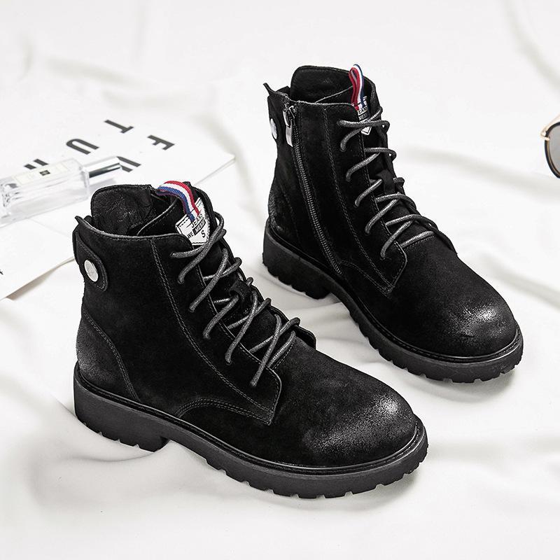 

Boots For Women Ladies Genuine Leather Ankle Boots Shoes Autumn Winter Fur Lining Female Motorcycle Shoes Women1861, Brown