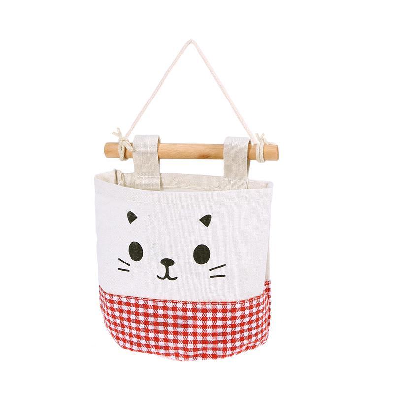 

1pc Hanging Organizer Storage Bag Wall Door Closet Destop Storage Basket Makeup Sundries Box Home Decoration, Red