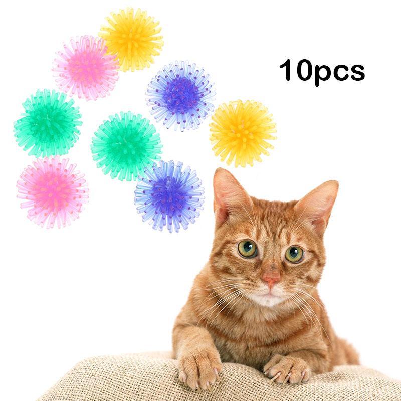

10Pcs/lot 3.5cm TPR Pet Cat Toys Cat Playing Ball Toys for Kitten Squeezes Thorn Ball Chewing Toy Cats Pet Supplies