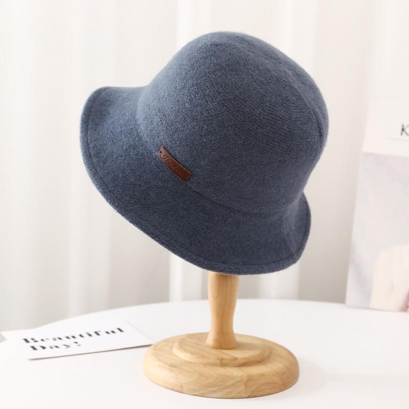 

Soft wool bucket hat winter and winter warmth versatile matching simple fisherman hat knitted wool basin, Black