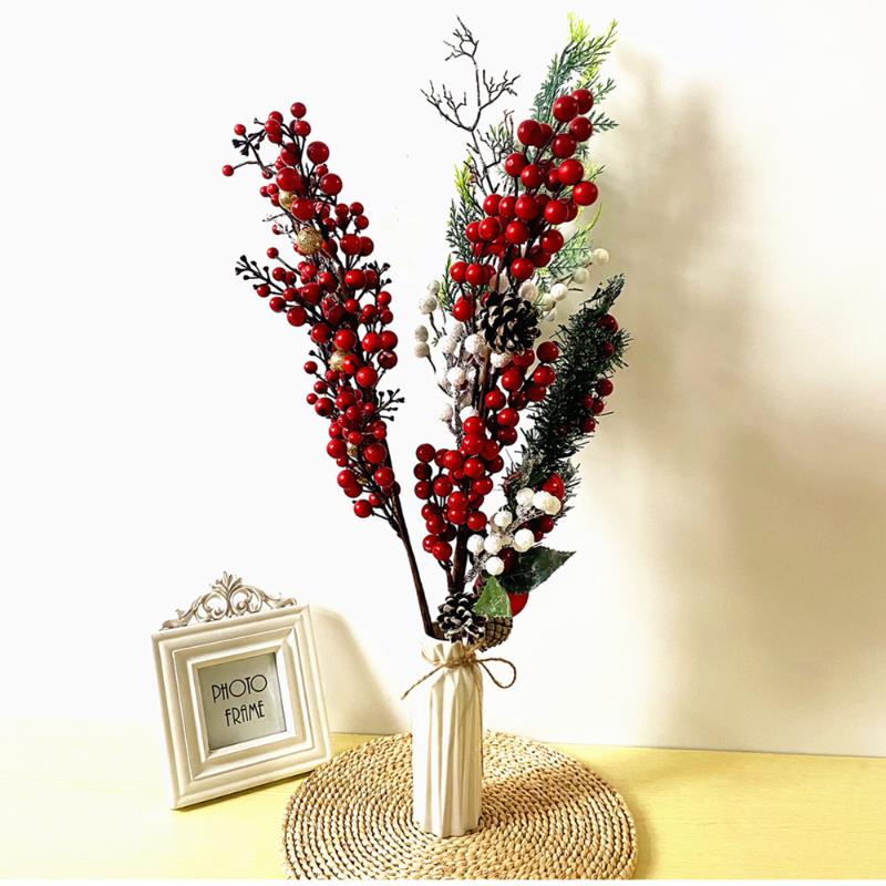 

Christmas Berry Artificial Pine Cone For Christmas Decoration Fake Flower Artificial Pine Tree Branch DIY Home Party Decor, Xdks-60