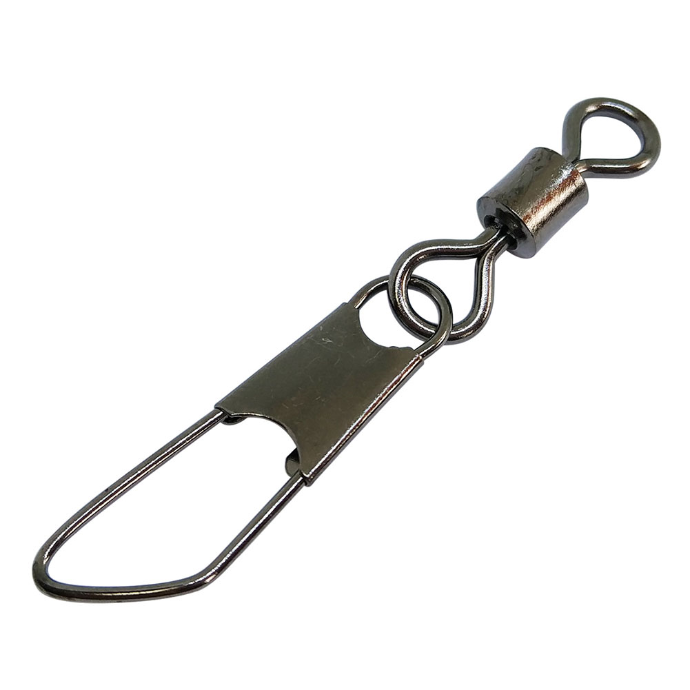 200 pieces/lot Fishing rolling swivels with safety snap Stainless Carp fishing tackle Bass Freshwater fishing connector-image-373411154