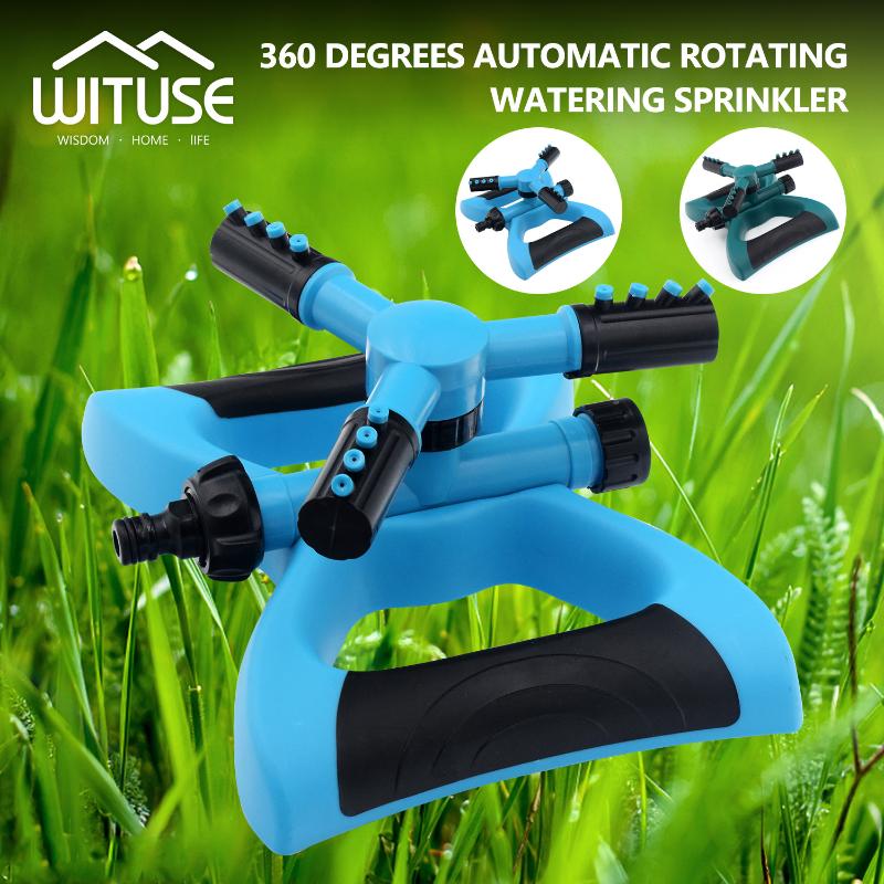 

Garden Sprinklers 360 Degree All-around Water Sprinkler 3 Arms Rotary Garden Watering Tools Gardening Nozzle Herramienta, Blue