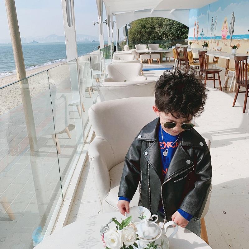 

Boys Leather Jacket 2020 Autumn New Boys' Motorcycle Leather Baby Autumn Clothes Baby Boy Coat Zipper Girls Coat Cool