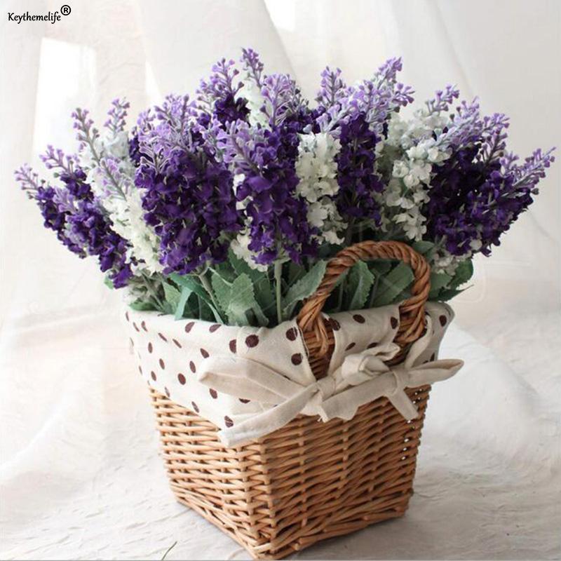 

10 Head 1Bouquet Pretty Charming Mini lavender Artificial Silk Flower Bride Bridal Decal Home Wedding Decoration, White