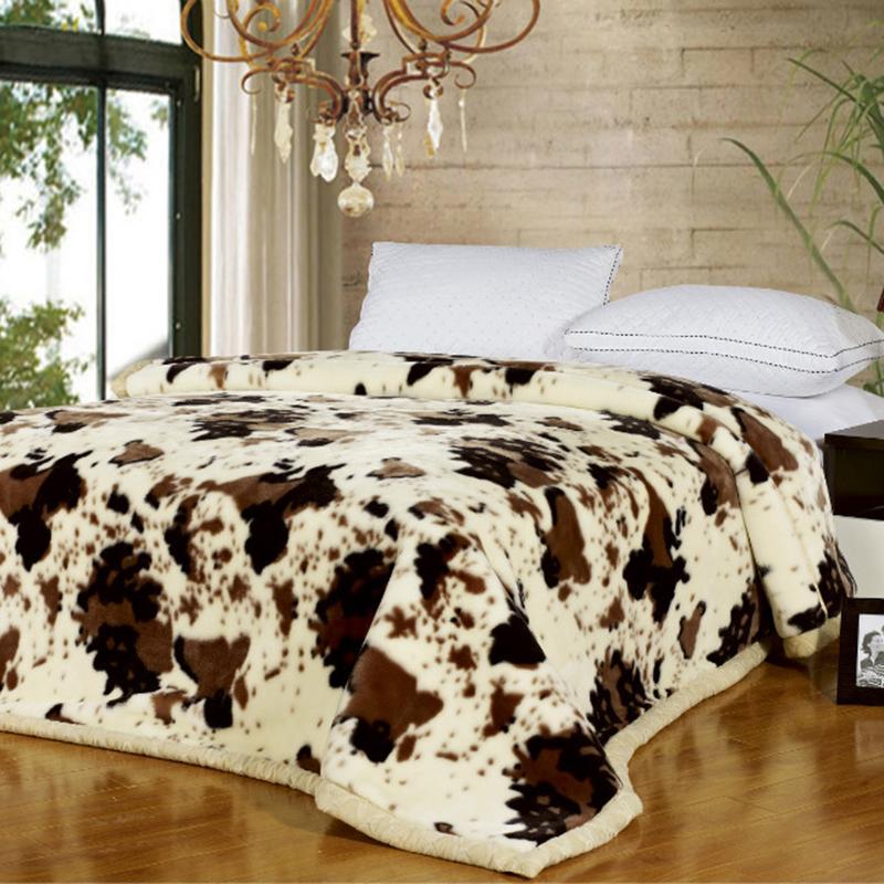 

Super Soft Raschel Blanket Animal Pattern Cow Leopard Flower Printed Double Layer Thick Warm Bedding Winter Blankets