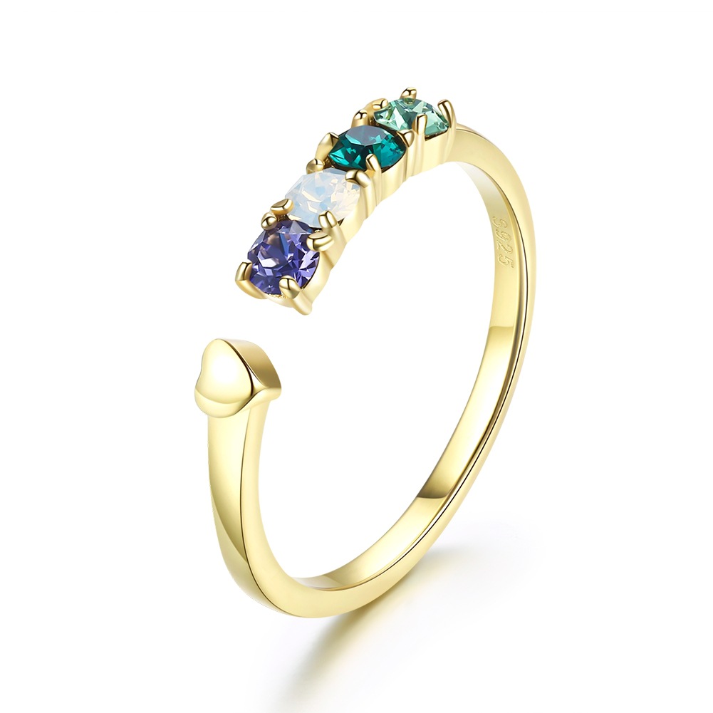

Lycani uses Swarovski elements crystal ladies ring, heart-shaped sterling silver 925 open ring accessories, marriage proposal, engagement, w