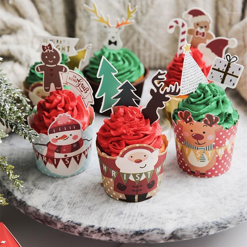

Christmas Cake Decoration Supplies Xmas and Yuletide Season Cake Topper Party Decorations Christmas Favors Muffin Cup Paper Cup1