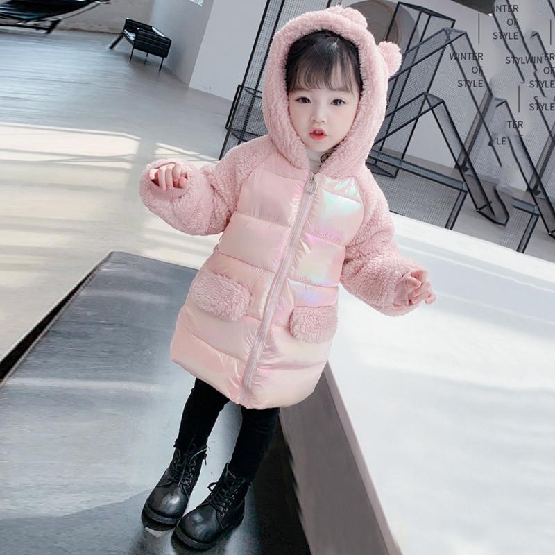 

Toddler Coat Kids Girls Winter Warm Fashion Cute Solid Cartoon Thick With Ear Hooded Down Zipper Jacket Children's Clothing, Pk