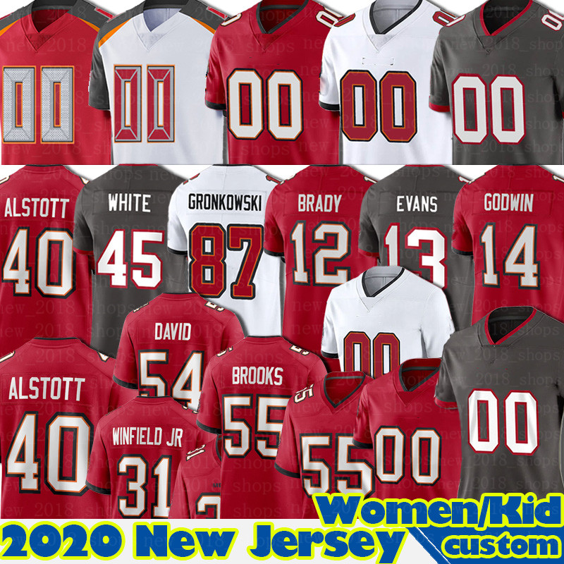 

12 Tom Brady Jersey Custom Ronald Jones II Mike Evans 14 Chris Godwin Scotty Miller Rob Gronkowski Antoine Winfield Jr. Football David, Custom women jersey(haidao)
