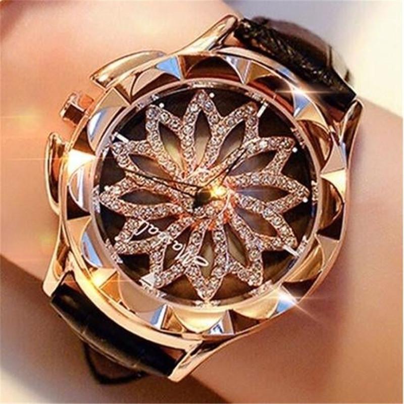 

Watch Women Rhinestone Watches Ladies Watch Leather Band Big Dial Bracelet Wristwatch Crystal Women Relogio Feminino clock1