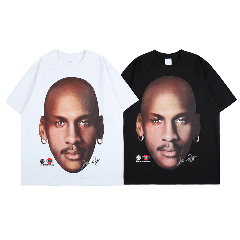 

2021 New Mj Figure Summer Shirt Men's Fashions Cotton Short Sleeve Simple Design Shirts YOWW, Black