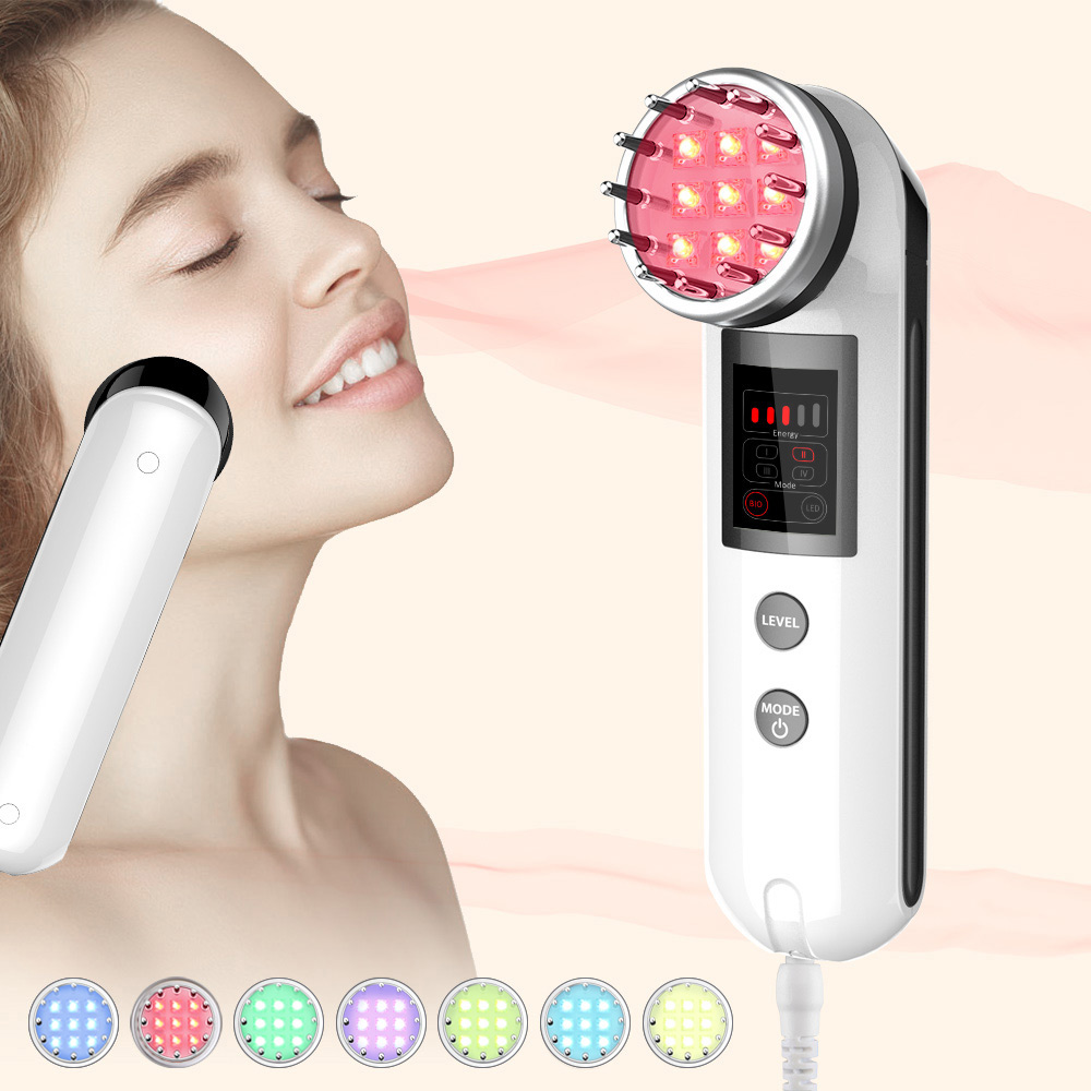 

USA in stock 7 colors led Light Skin Rejuvenation Facial beauty Machine MicroCurrent Ultrasonic Spa Free shipping