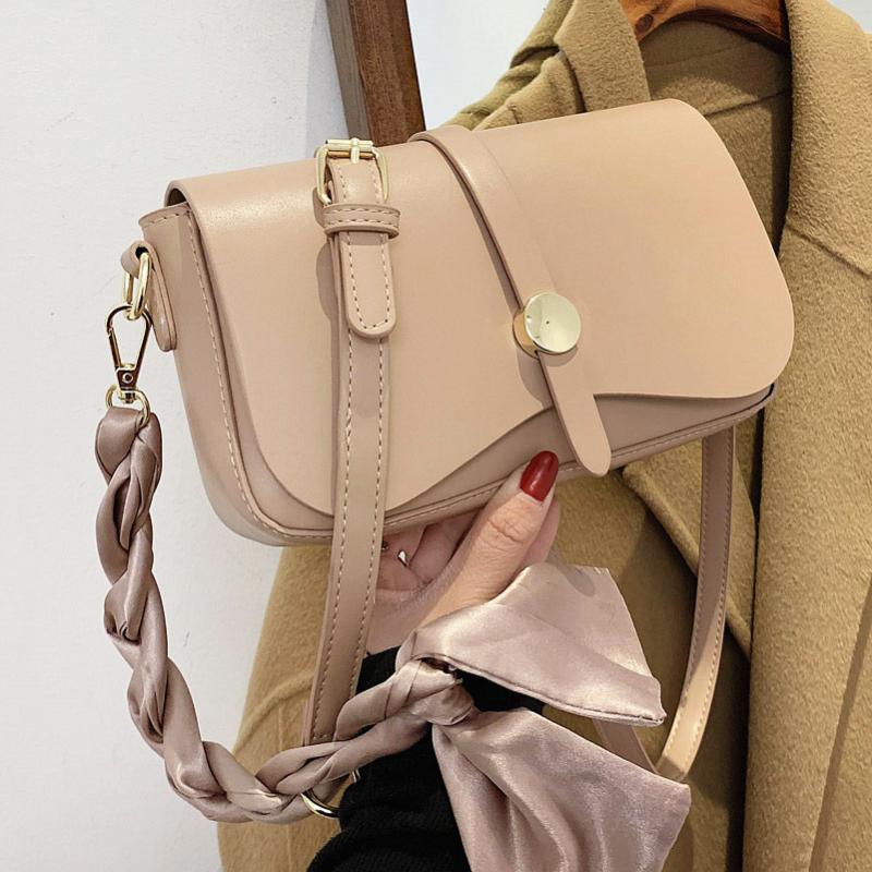 

Fashion Female Small Shoulder Bags For Women High Quality Silk Scarf Ladies Messenger Bags 2021 New HOT SALE Crossbody, Beige