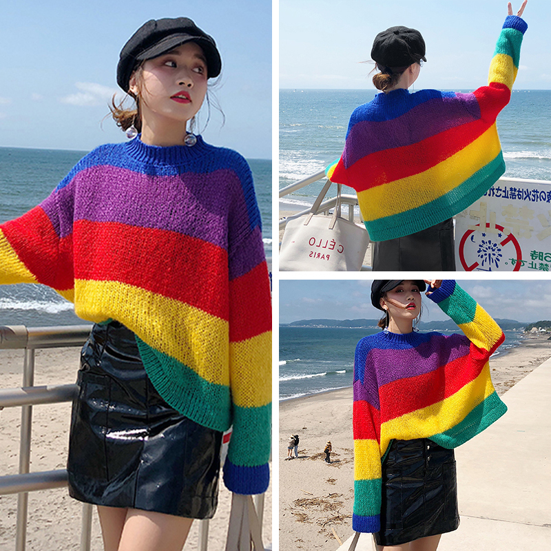 

2021 New Thick Oversized Raiow Sweater Women Autumn Winter Harajuku Korean Streetwear Jumper Pull Femme Hiver Knitted Pullover Top Lu8p, Blue