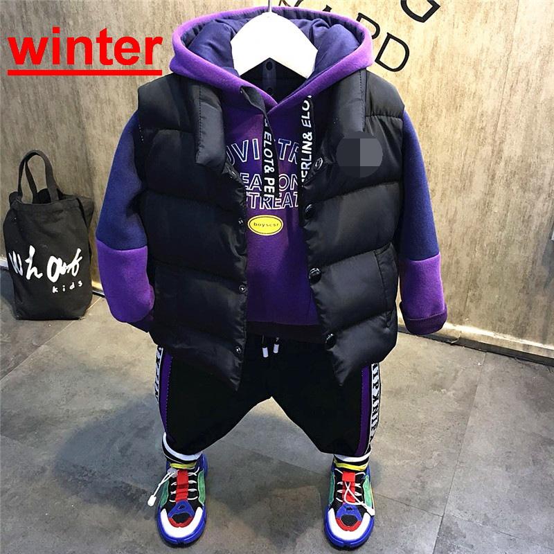 

Children Boys Clothes set suit Sports Suits Boys kid infant toddler clothes set Vest +plush hoodie+ plush pants children, 3pcs sets