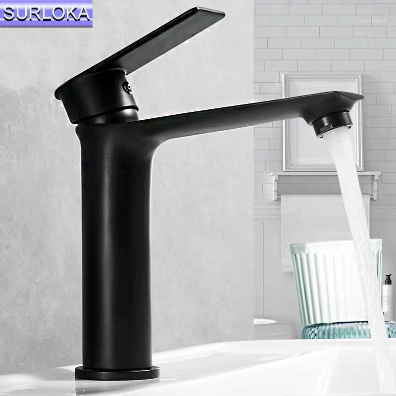

Basin Faucets MaBlack Brass Bathroom Sink Washbasin Tap Single Handle Hot&Cold Water Mixer Tap Deck Mounted Bath Accessories1
