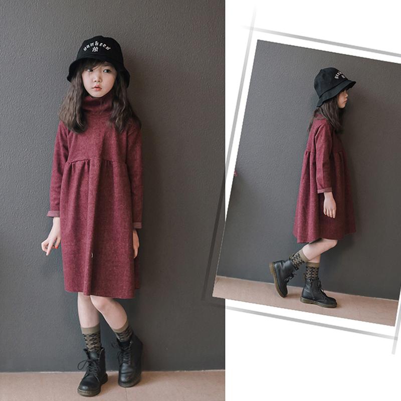 

Girl's Dresses Autumn And Winter Teens Girls Dress Kids Loose Child Clothing Fashion Princess Elegant Party Clothes, Red;yellow