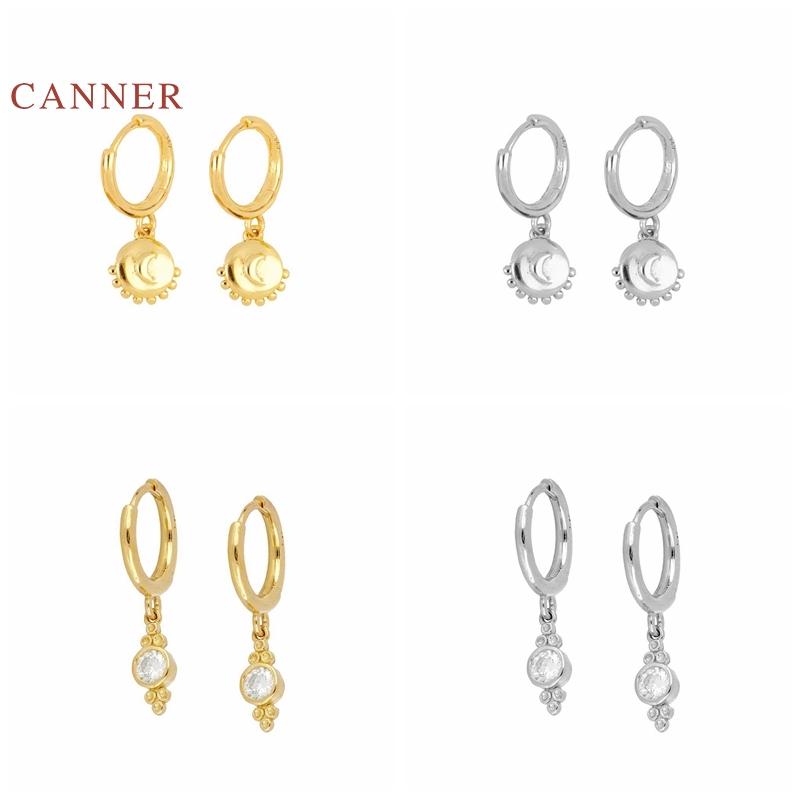 

CANNER Earrings For Women 925 Sterling Silver Pendientes Ins Angel Piercing Earrings Hoops Zircon Korean Fine Jewelry Joyero