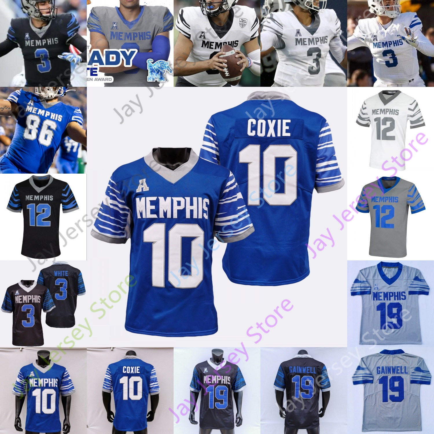 

Memphis Tigers Football Jersey NCAA College Tony Pollard Antonio Gibson Kylan Watkins Bryce Huff Joseph Dorceus Darrell Henderson Lynch, Grey