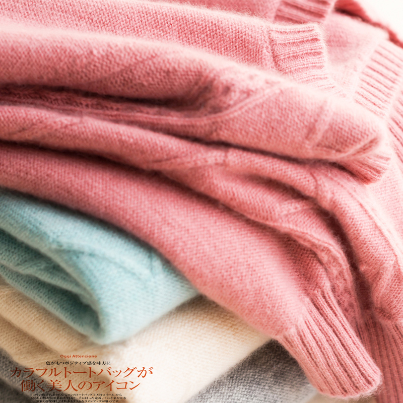 

2021 New High Quality Cashmere Cotton Blend O-neck Pullover Women Autumn Winter Clothes Jumper Pull Femme Basic Warm Sweater 3byq, Pink