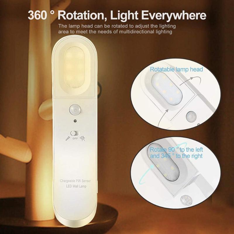

USB Rechargeable Motion Sensor LED Night Cabinet Closet Wardrobe Wall Light Lamp