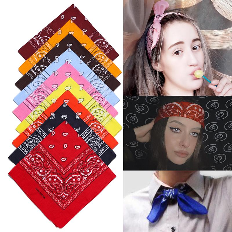 

Women Paisley Print Hair Scarves Men Headband Foulrad Neckerchief Tie 100% Cotton Hip Hop Bandana Square Scarf