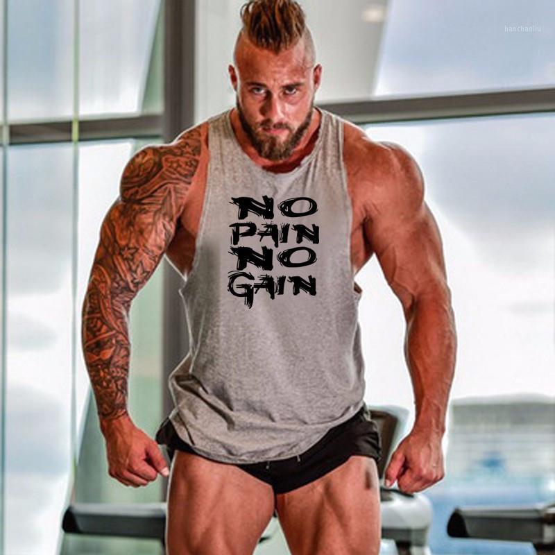 

Tank Top Men Running Vest I-Shaped Cotton Gym Crossfit Vest Sleeveless T-shirt Tops Sportswear Fitness Clothes Male Undershirt1, White black