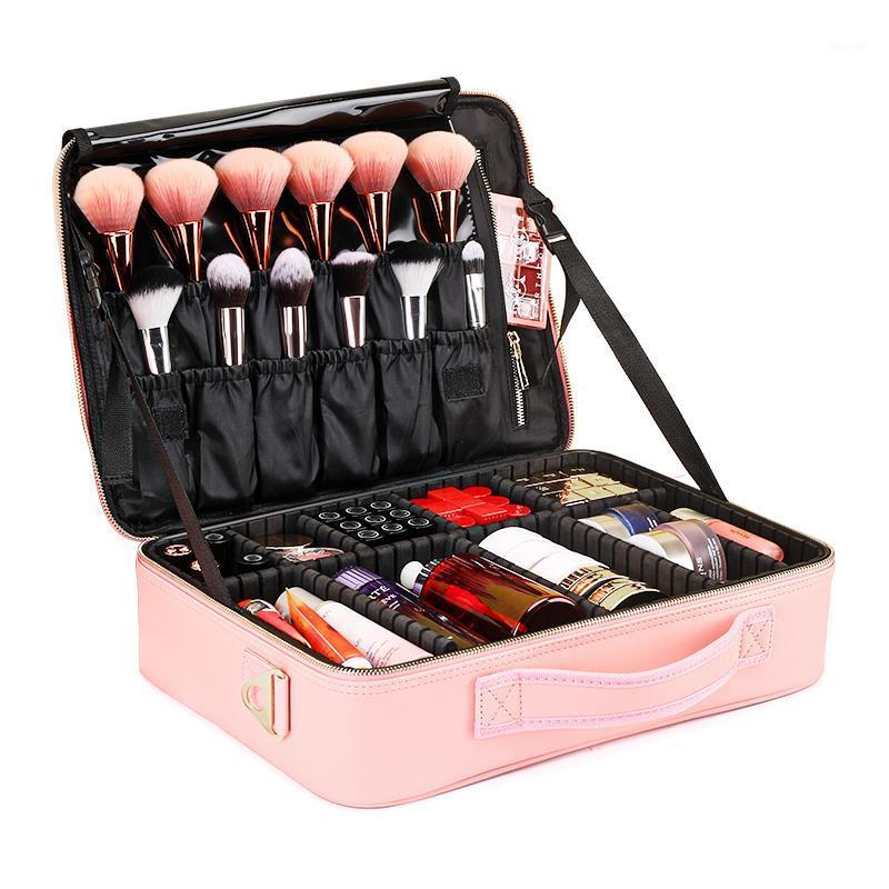 

2020 New Pink Makeup Bag Professional Large Capacity Convenient Travel Cosmetic Case Eyebrow Tattoo Manicure Tool Box1, Xs pu pink