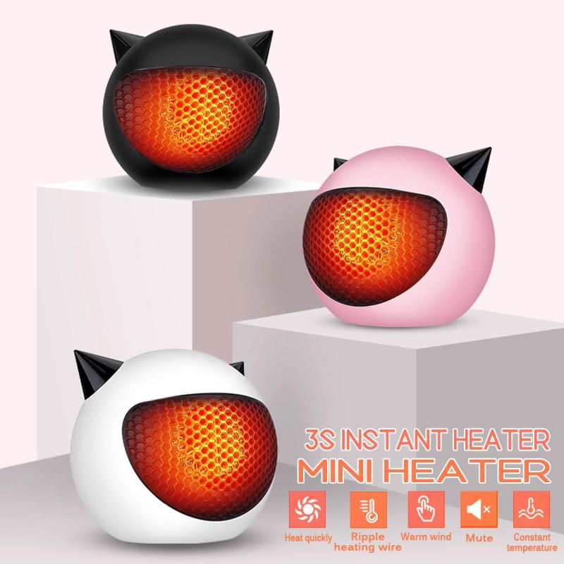 

220/110V Fan Heater Rapids heating Mini Heater Cartoon Little Devil-Shaped Desktop Dormitory Radiator Foot Warmer for winter