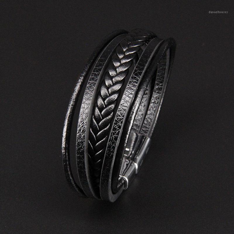 

2020 Brand New Hot Men Leather Bracelet Magnet Buckle Vintage Male Braid Jewelry For Women Handmade Multi layer Wrist Band Gifts1