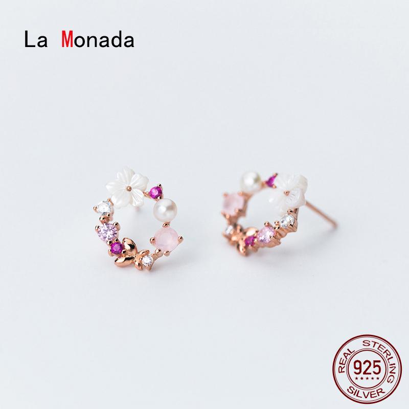 

La Monada Women Stud Earrings Korean 925 Sterling Silver Earrings For Women Jewelry Flower Butterfly Women's Stylish