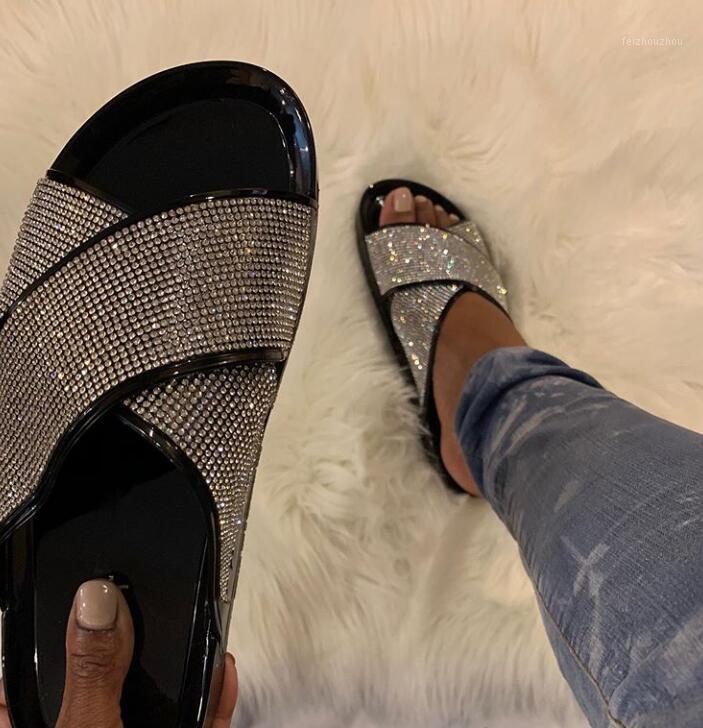 

Sandals 2022 Open Toe Design Women Flat Sequined Crystal Beach Snadals Ladys Sandalias De Mujer Verano1, Gold