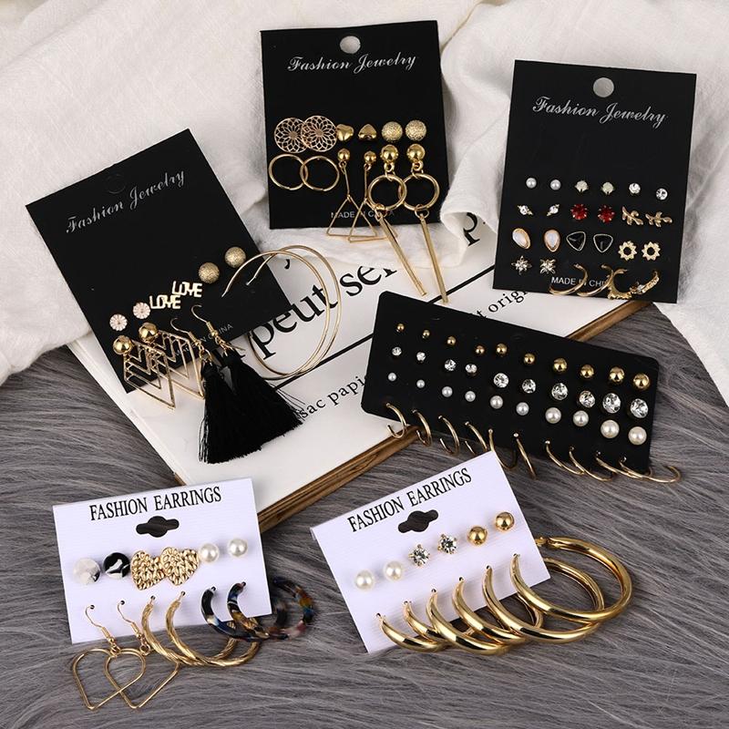 

ZOVOLI Bohemian Tassel Pearl Stud Earrings Set Statement Unique Crystal Geometric Earring For Women Fashion Jewelry 2020