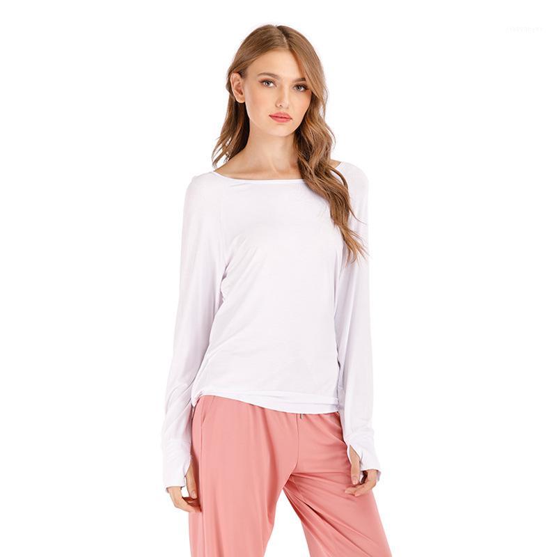 

2020 New Hollow Strapless Yoga Top Long Sleeve T-shirt Feminine Women Casual Loose Back hot selling1