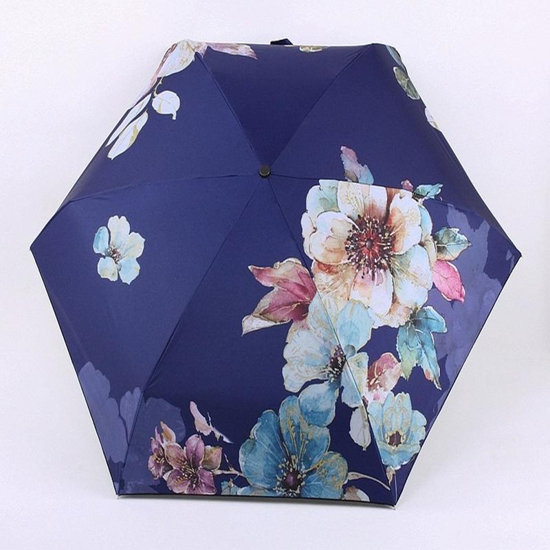 

Fashion Women Umbrella Folding Waterproof UV Sun Umbrella Art Drawing Flower Mini Pocket Parasol Lady Travel Umbrellas, Pink