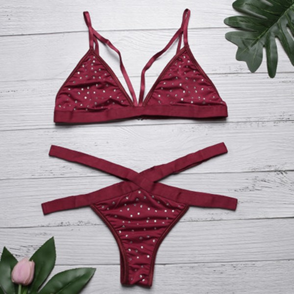 Women lace sparkling lingerie woman lingeries set hot diamond womens lingeries seductive woman lingeries set Europe-America fit lingerie