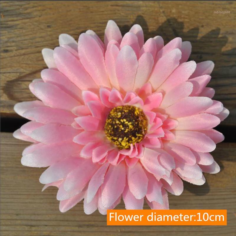 

50PCS/Lot 10CM Gerbera Silk Flower Sunflower Tulip wreath pectoral flower clothing hat shoes Christmas Decorative materials1, White