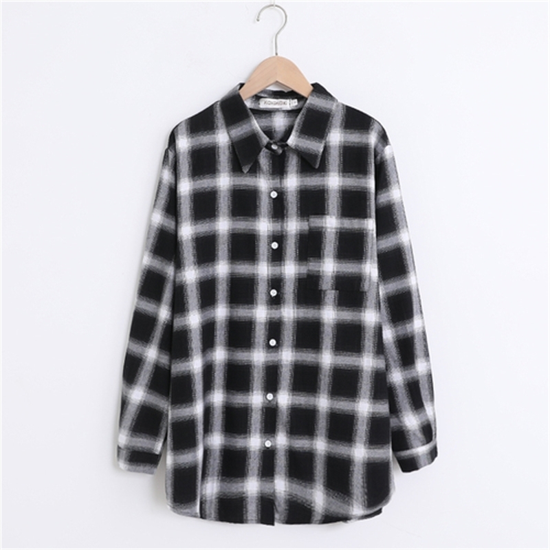 

Xl-3xl Plus Size Long Sleeve Female Chess Vintage Workwear Tops Xnpv, Black